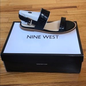 Nine West black leather sandals